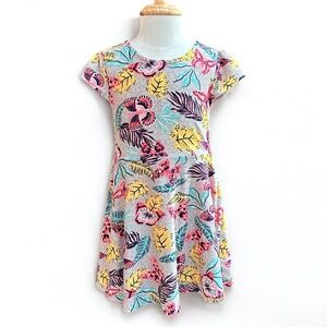 Macys Dress Girls Size 4T Multicolored Aline Short Sleeves Floral Print Toddler